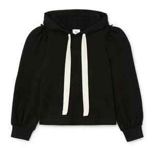 Elegant Black Hoodie with White Drawstrings